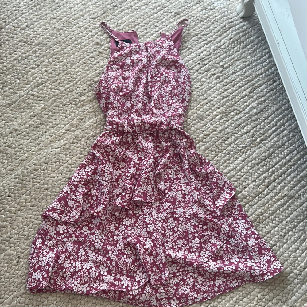 Pink and white flowered dress